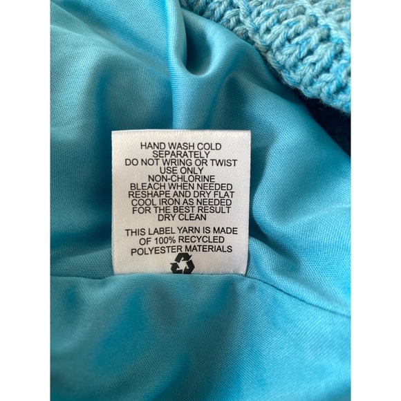 NWT Olive+Oak Blue Halter Swimsuit Cover Crochet Dress Womens Sz L Teal Sky Blue - Picture 7 of 7